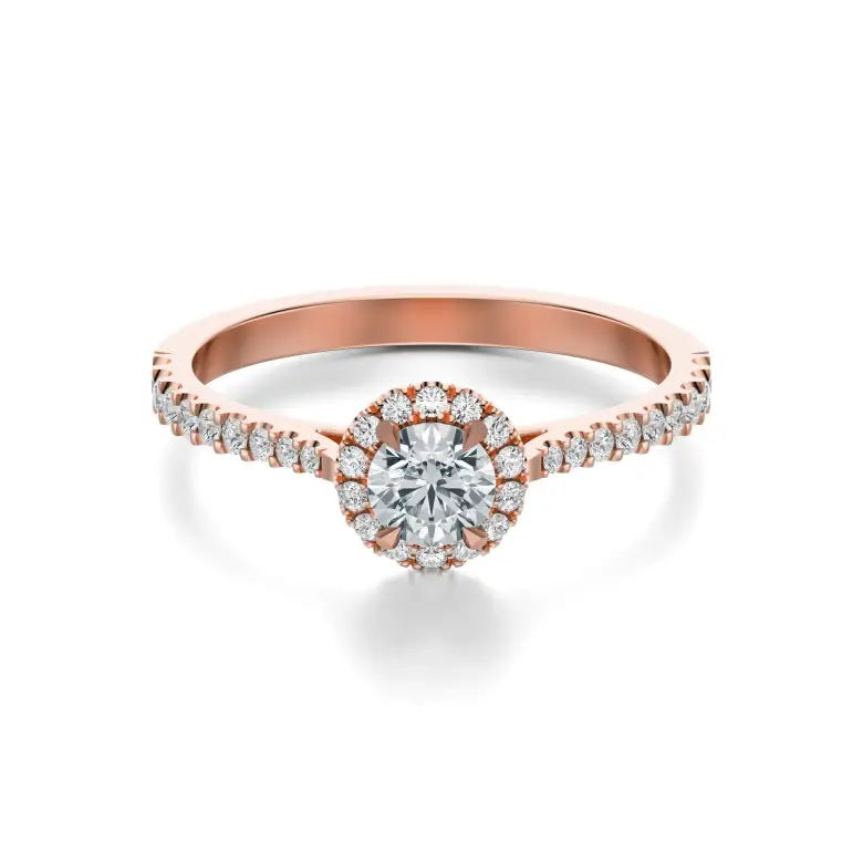 Pierścionek zaręczynowy różowe złoto